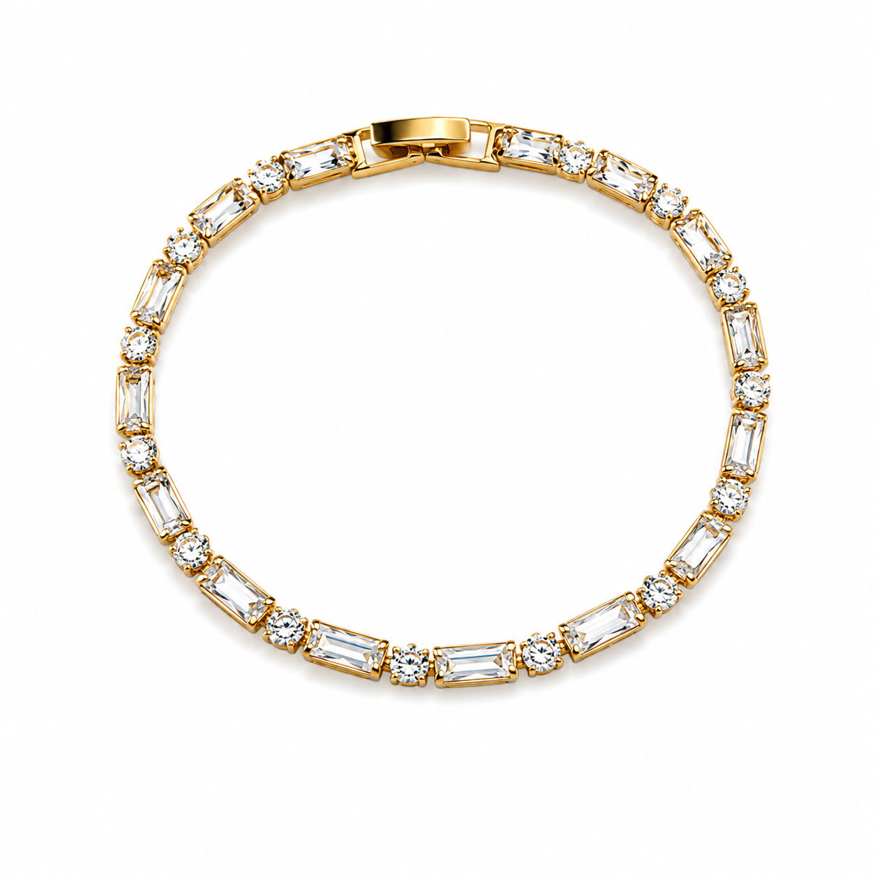 18K Dual-Cut Crystal Tennis Bracelet