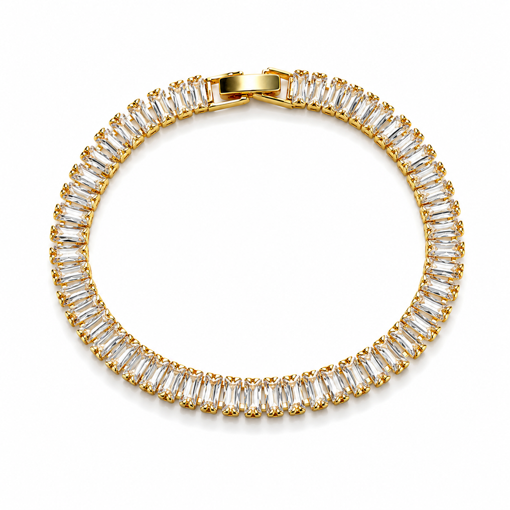 18K Baguette Crystal Tennis Bracelet