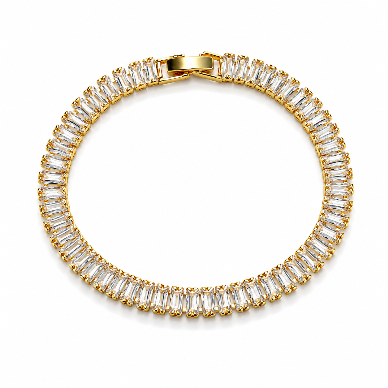 18K Baguette Crystal Tennis Bracelet