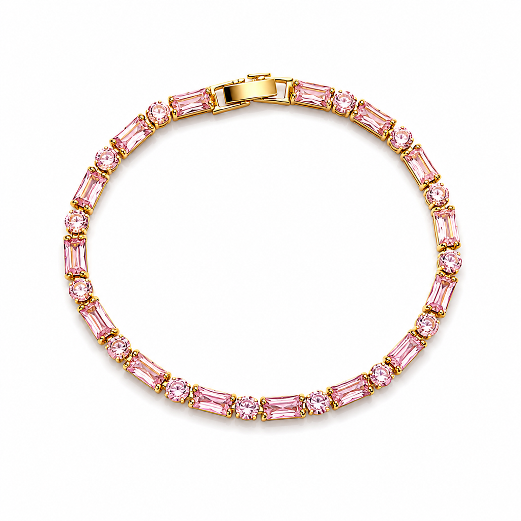 18K Pink Crystal Tennis Bracelet