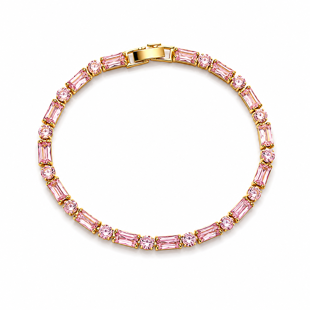 18K Pink Crystal Tennis Bracelet