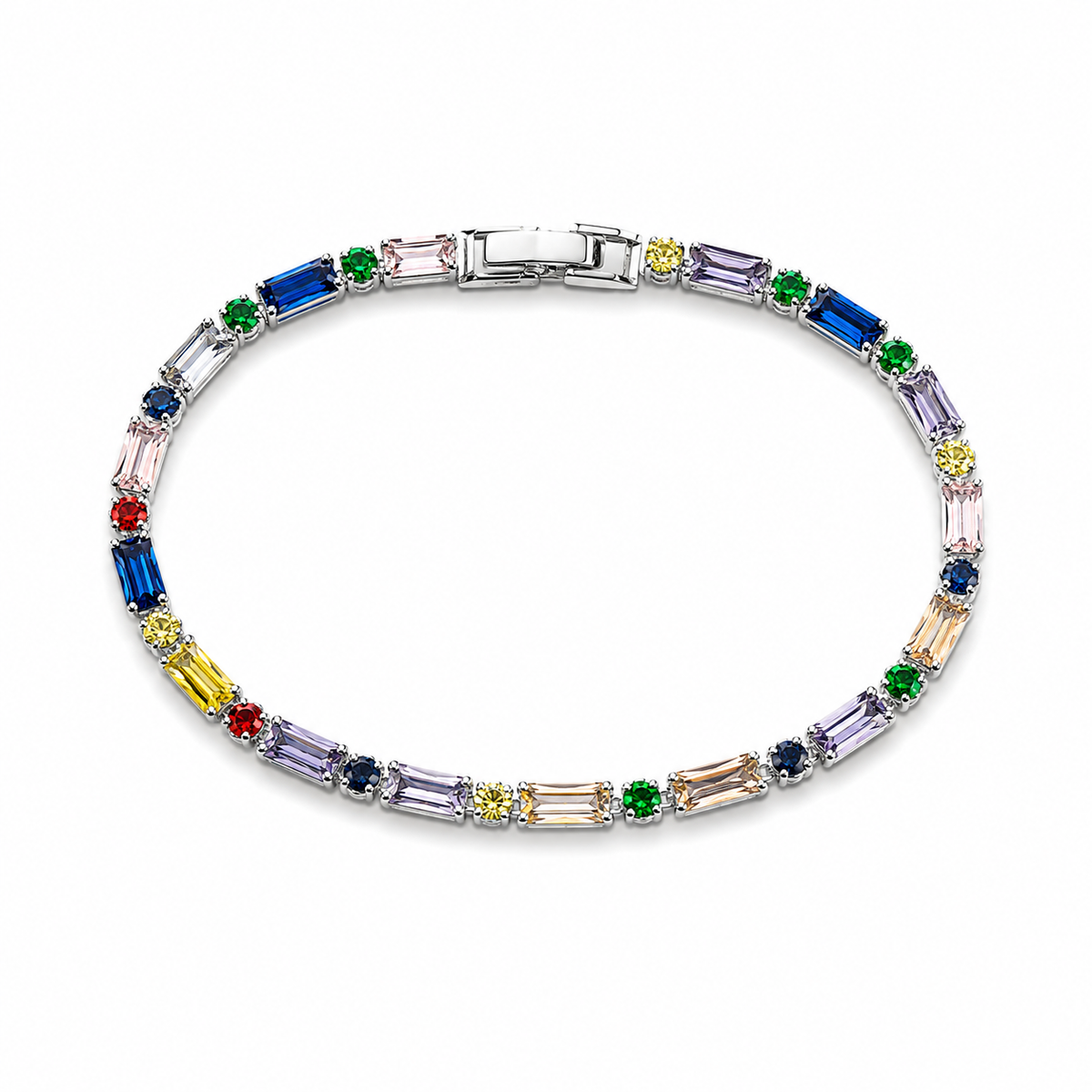 18K Multicolor Crystal Tennis Bracelet