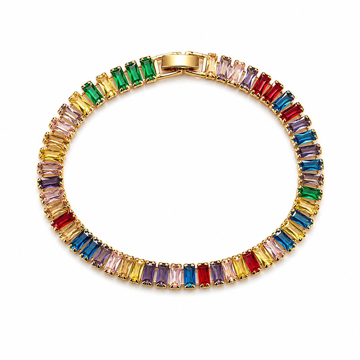 18K Rainbow Crystal Tennis Bracelet