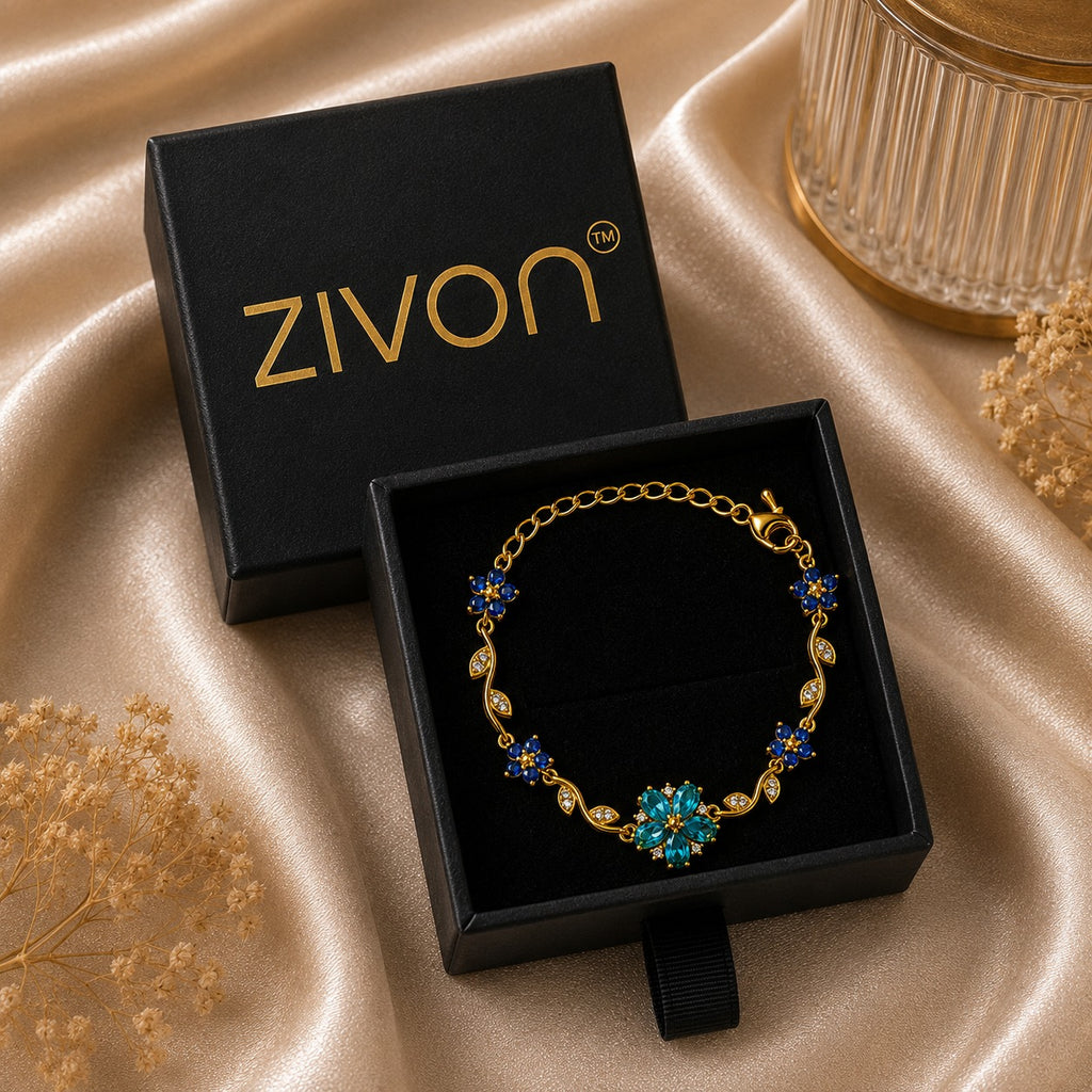 18K Blue Floral Crystal Bracelet