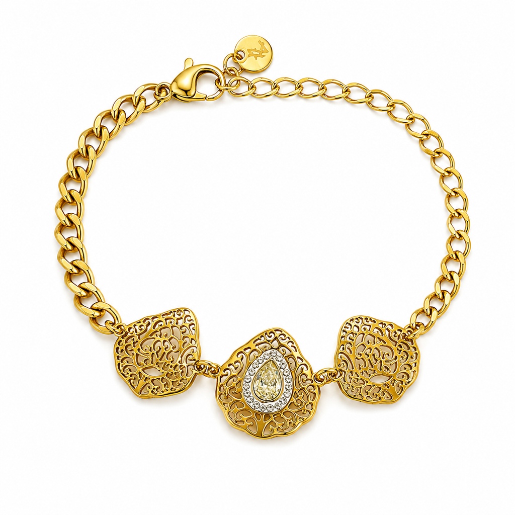 18K Vintage Filigree Statement Bracelet