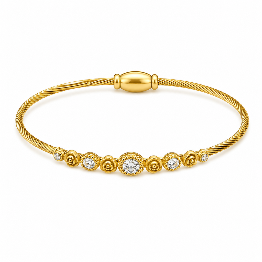 18K Rose Crystal Cable Bracelet