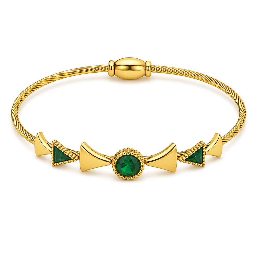 18K Emerald Crystal Cable Bracelet