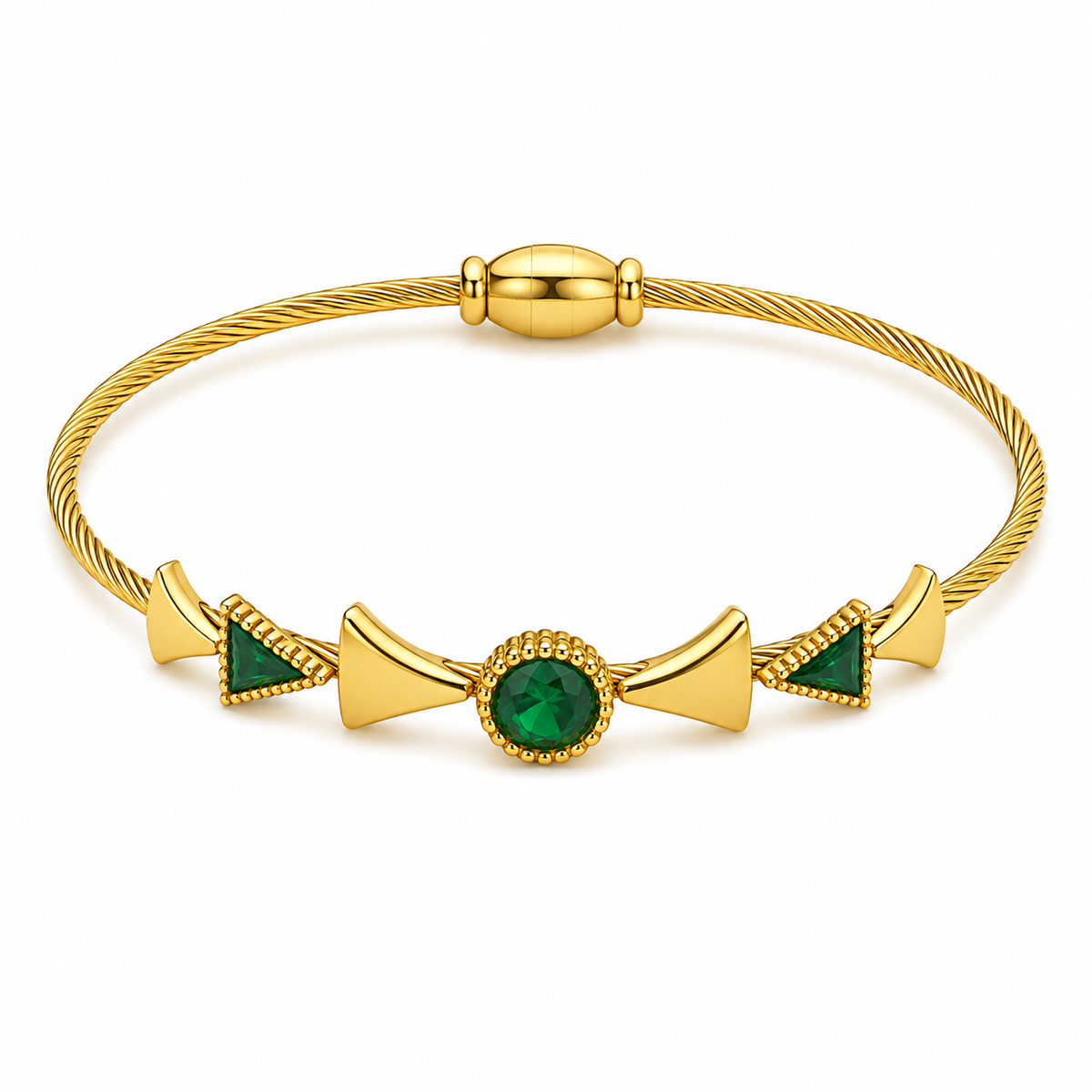 18K Emerald Crystal Cable Bracelet