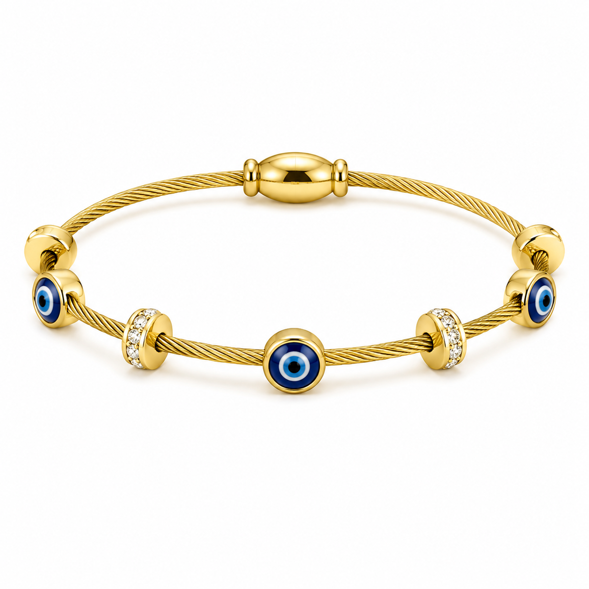 18K Evil Eye Cable Bracelet
