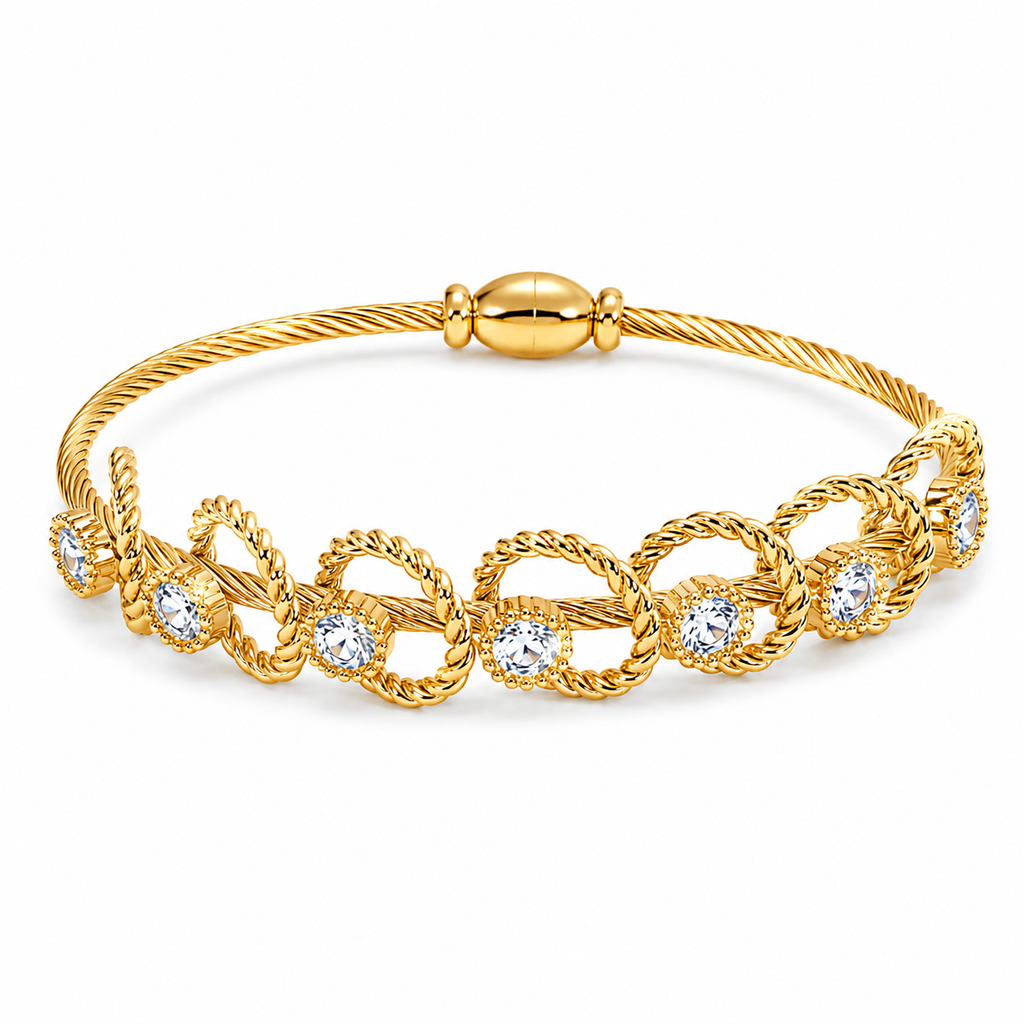 18K Crystal Rope Cable Bracelet