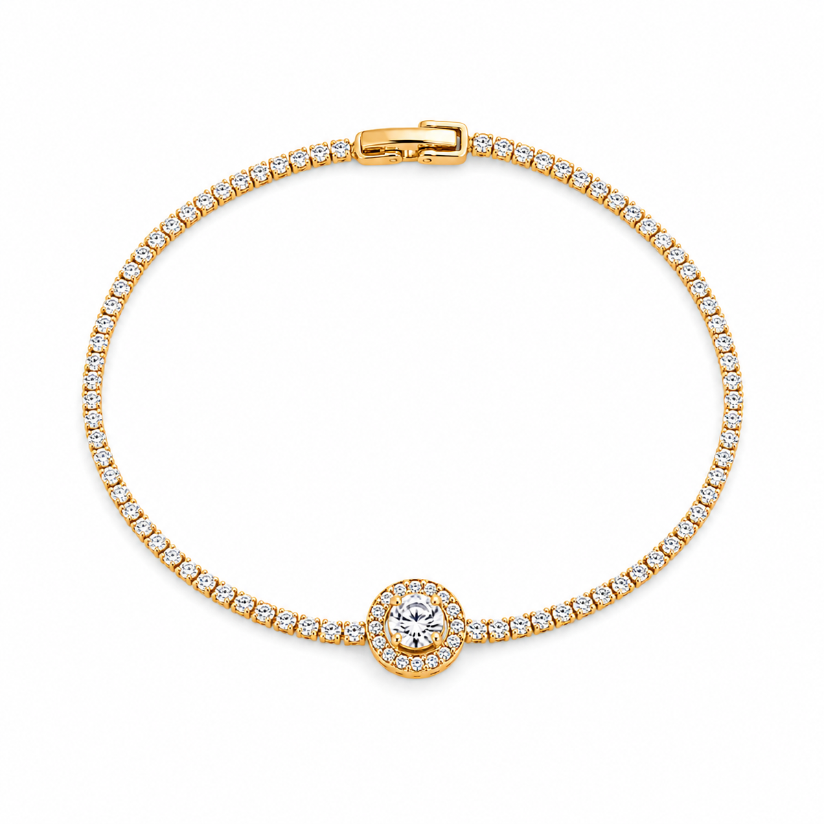 18K Halo Tennis Bracelet