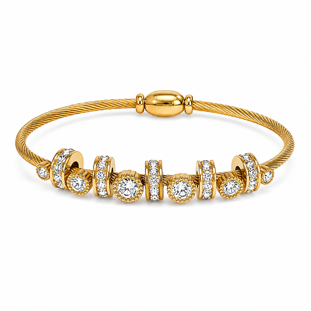 18K Crystal Charm Cable Bracelet