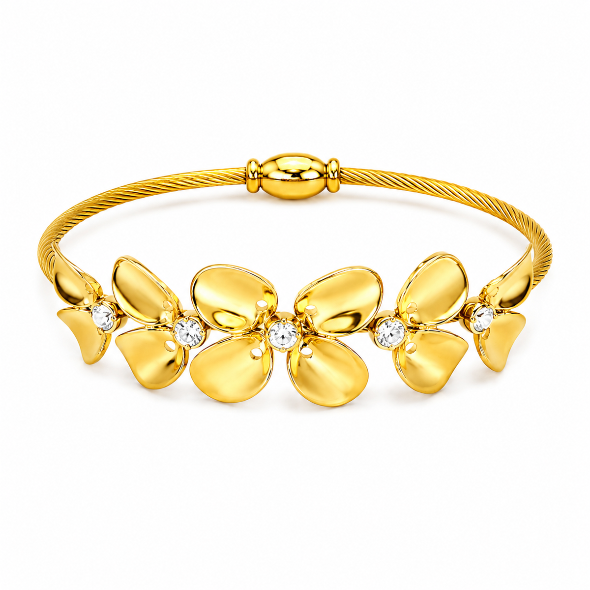 18K Floral Cable Bracelet