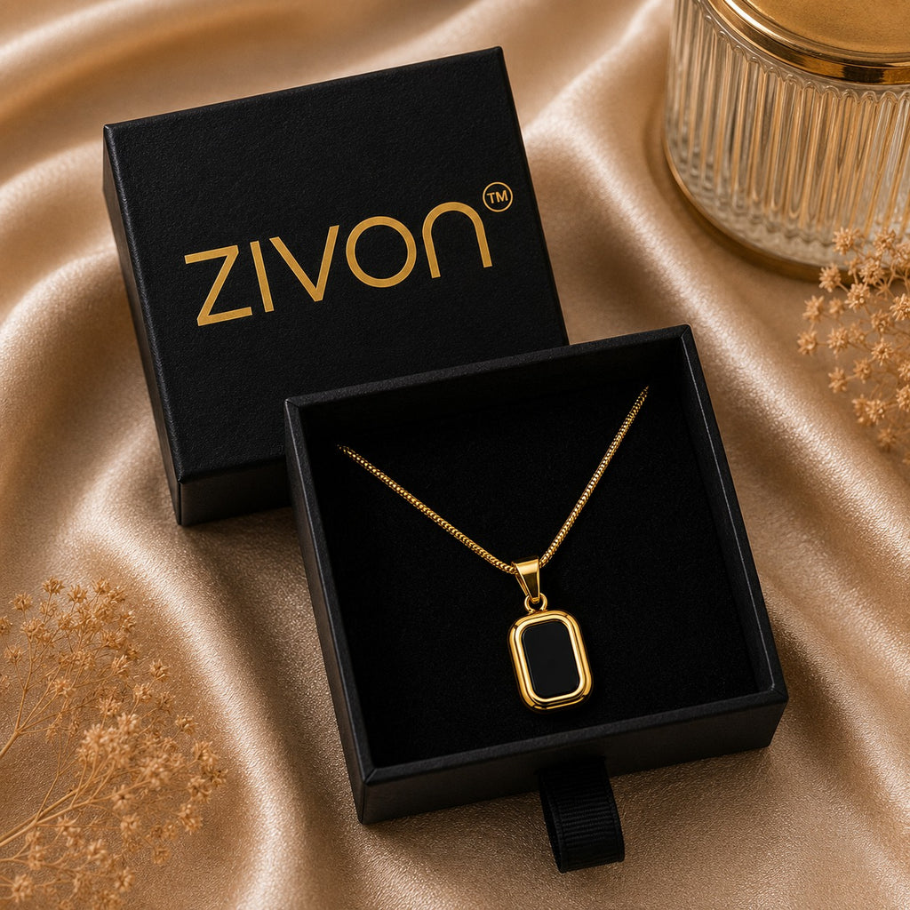 18K Gold Plated Black Onyx Necklace