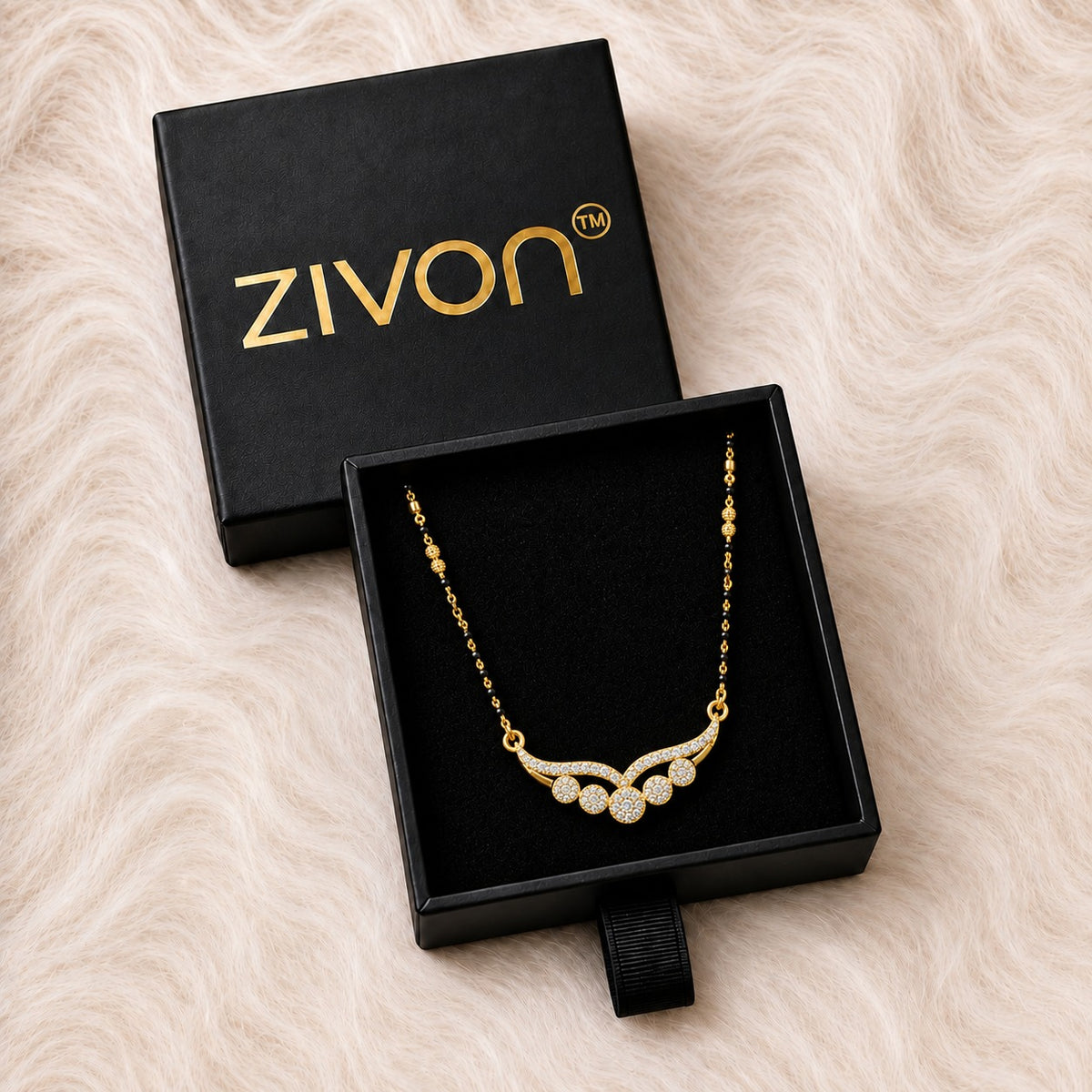 18K Gold Tone Royal Floral Drop Mangalsutra