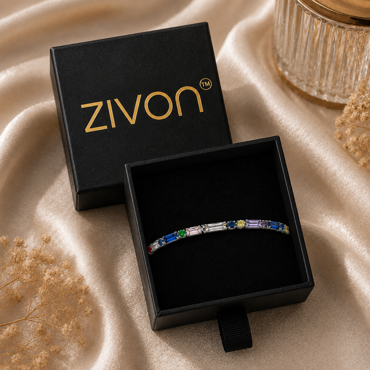 18K Multicolor Crystal Tennis Bracelet
