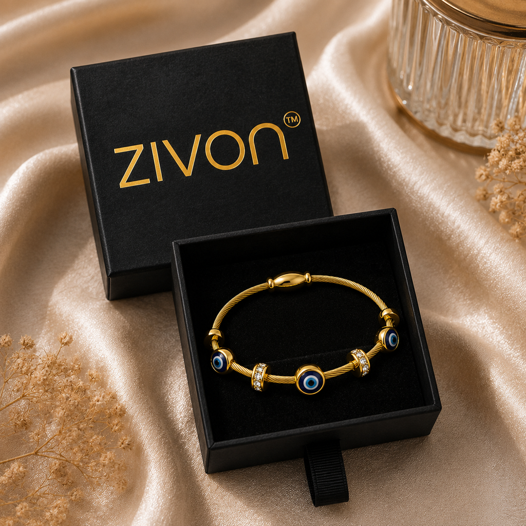 18K Evil Eye Cable Bracelet