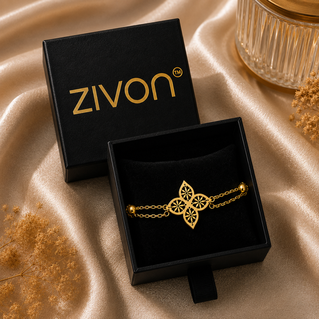 18K Floral Motif Chain Bracelet