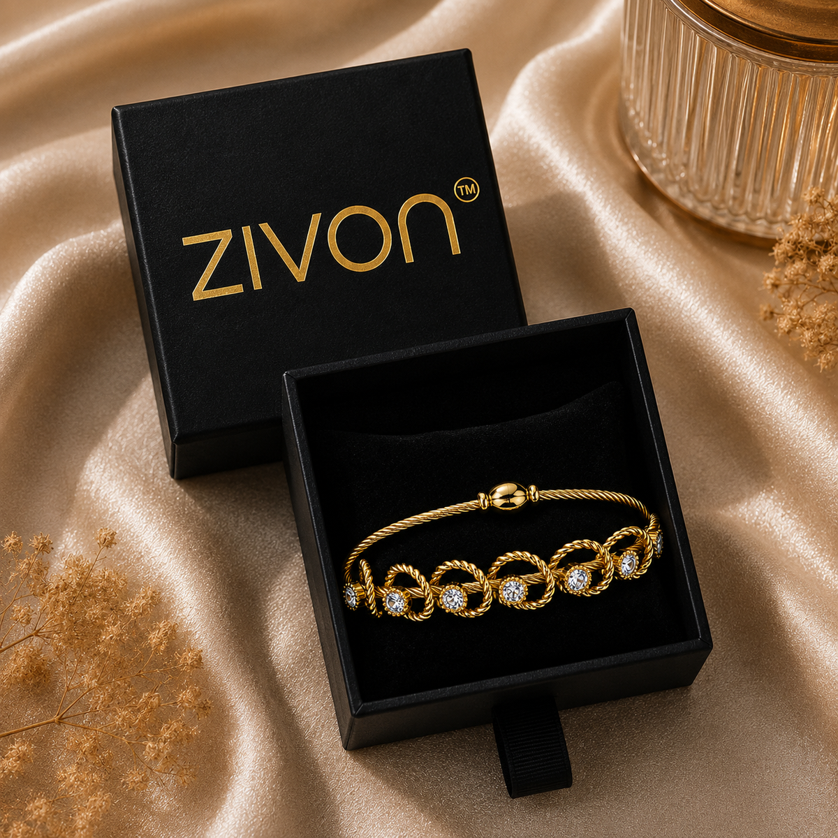 18K Crystal Rope Cable Bracelet