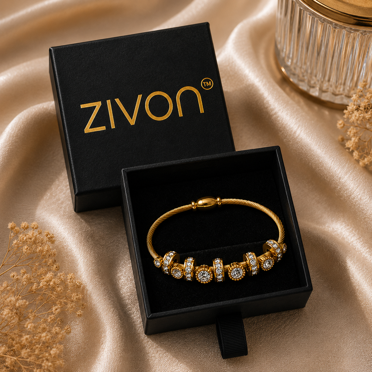 18K Crystal Charm Cable Bracelet