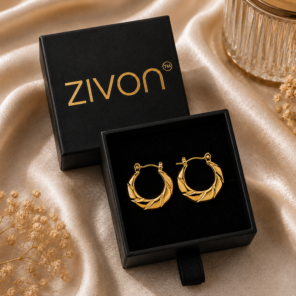18K Twisted Sculpted Hoop Earrings