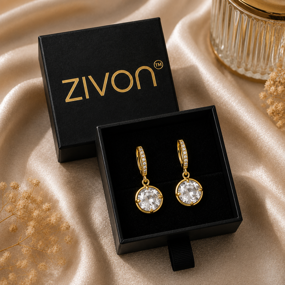 18K Crystal Drop Hoop Earrings