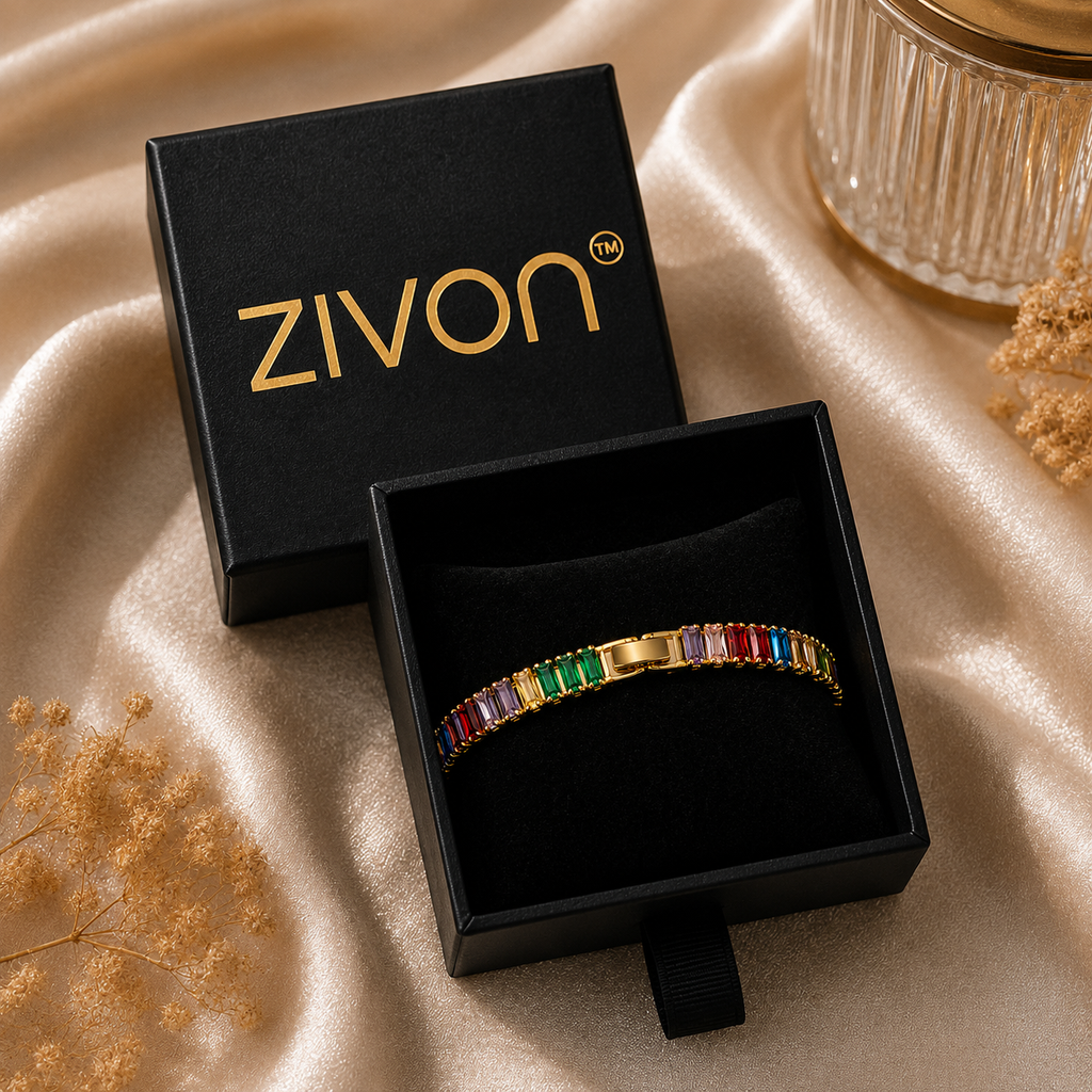 18K Rainbow Crystal Tennis Bracelet