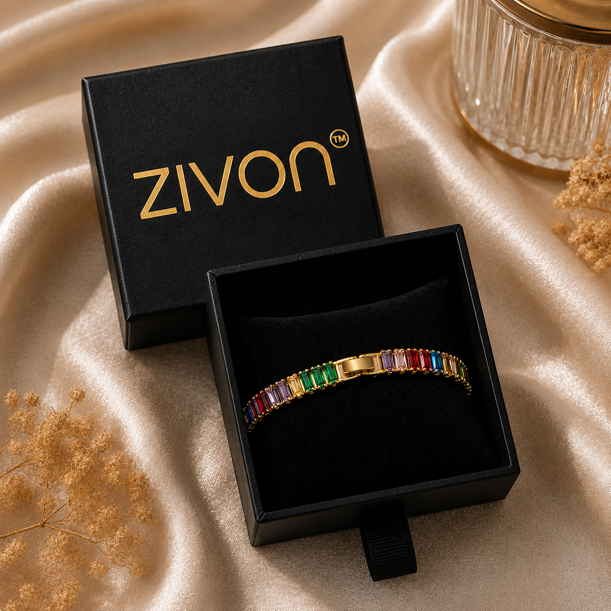 18K Rainbow Crystal Tennis Bracelet