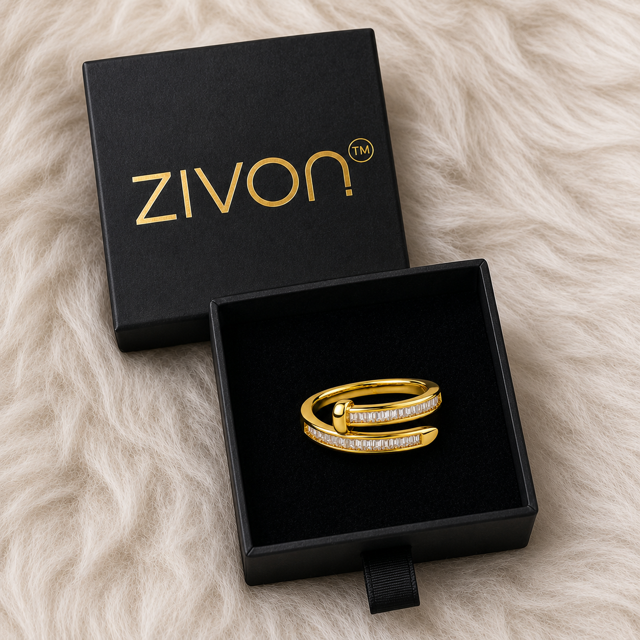 18K Baguette Crystal Wrap Adjustable Ring