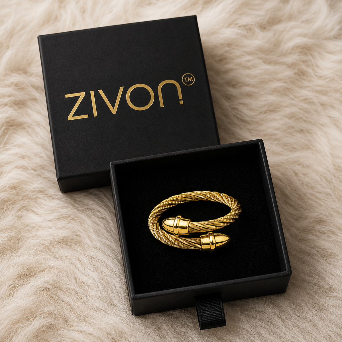 18K Twisted Cable Open Cuff Ring
