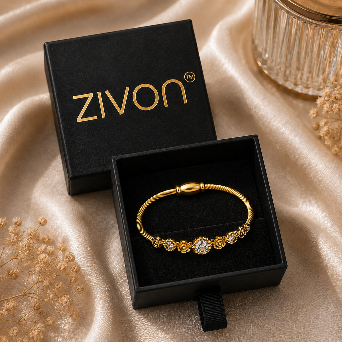 18K Rose Crystal Cable Bracelet