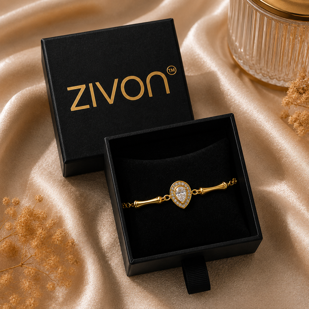 18K Pear Crystal Bamboo Bracelet
