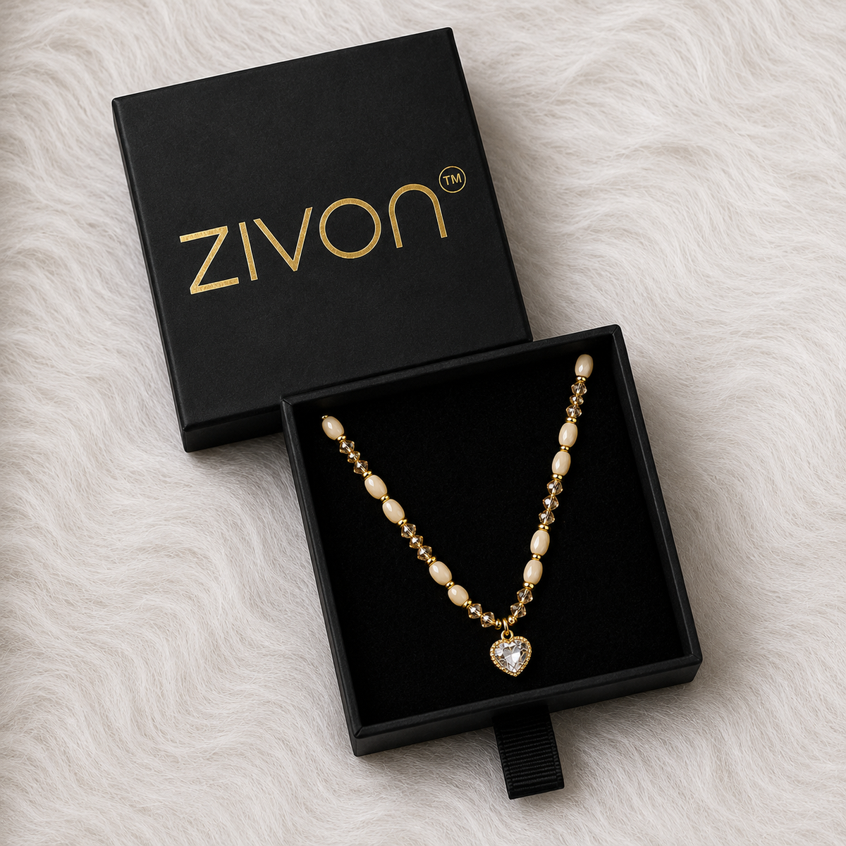 18K Gold Plated Beaded Heart Necklace