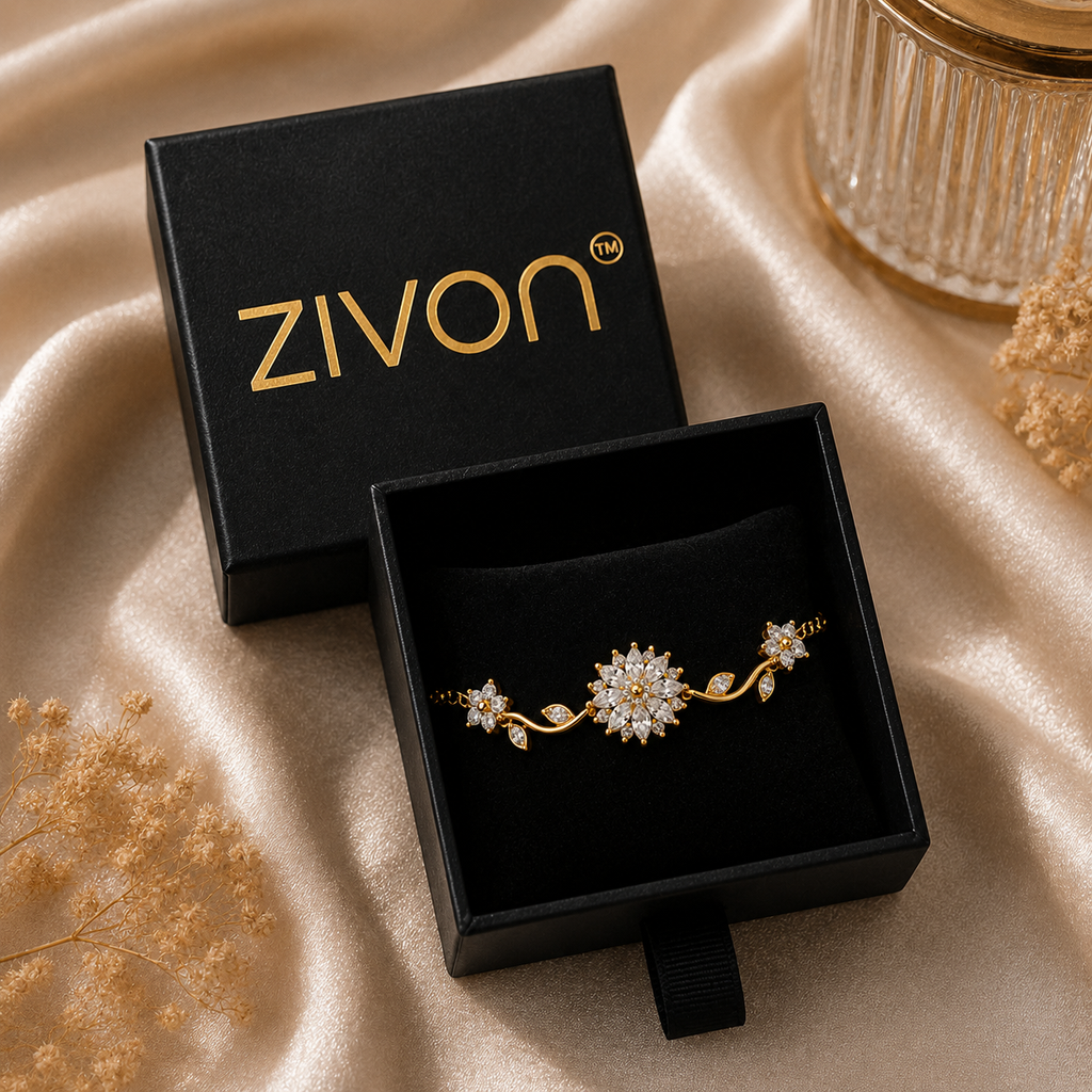 18K Floral Crystal Charm Bracelet