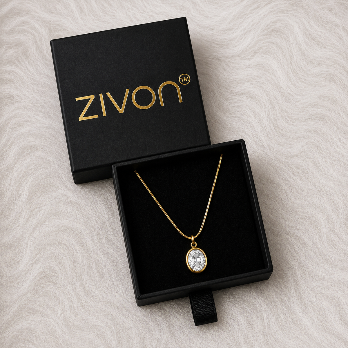 18K Gold Plated Crystal Oval Necklace