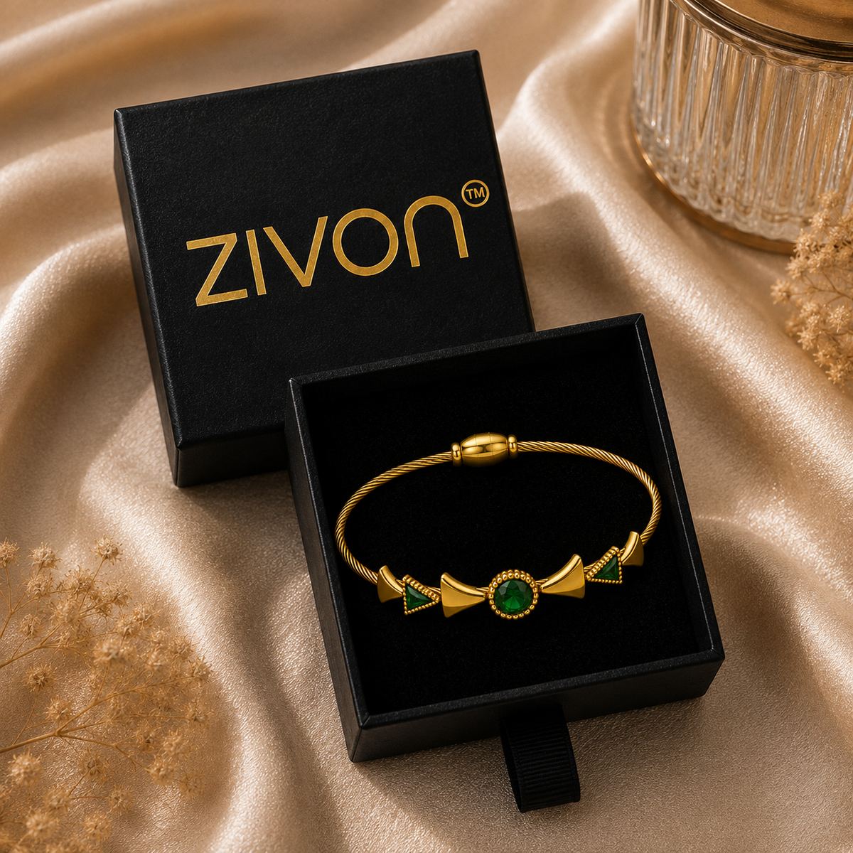 18K Emerald Crystal Cable Bracelet