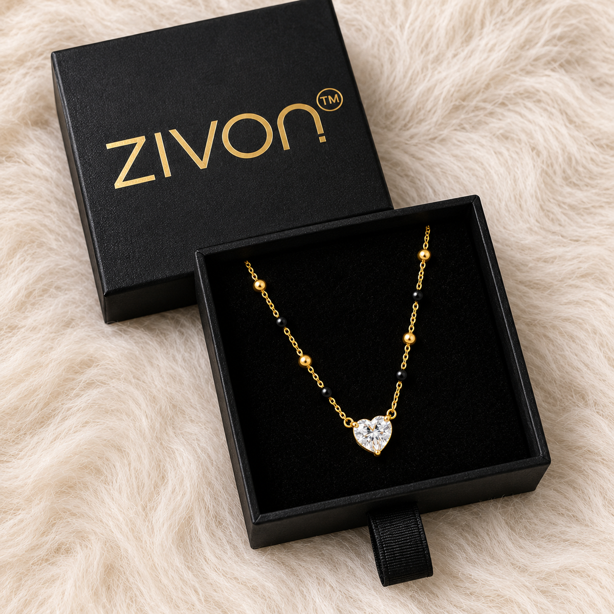 18K Gold Tone Anti-Tarnish Heart Solitaire Mangalsutra for Women