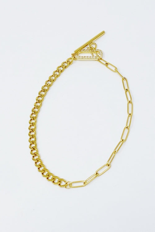 Mixed Chain Glam Toggle Anklet