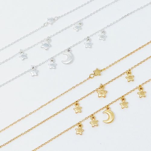 Starred Up Chain Anklet, Set of 3