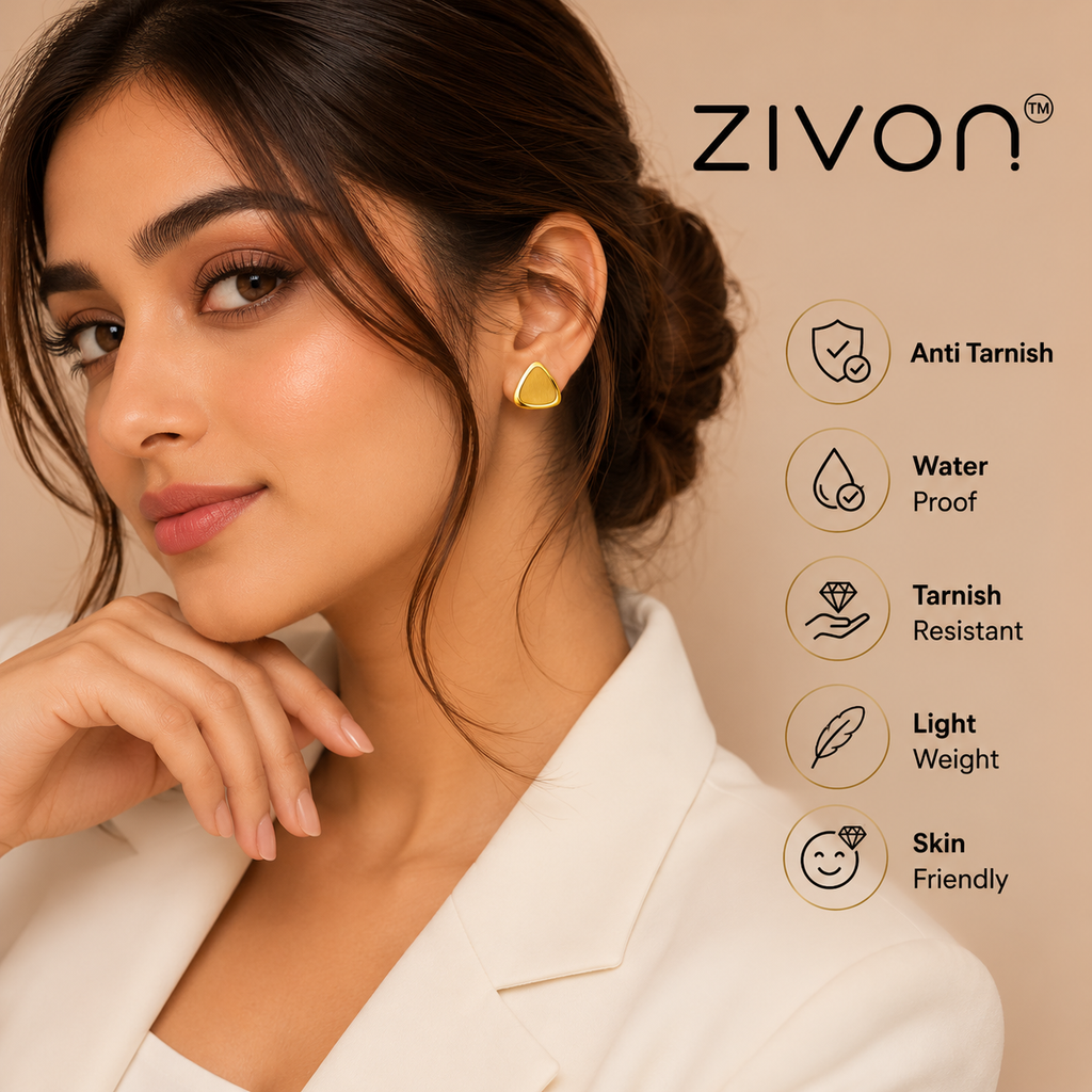18K Minimalist Triangle Stud Earrings