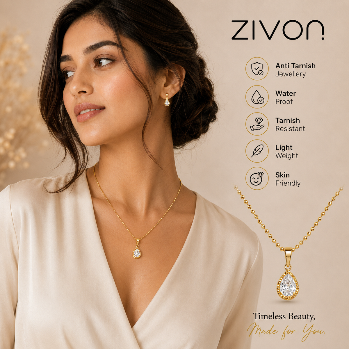 18K Crystal Drop Necklace