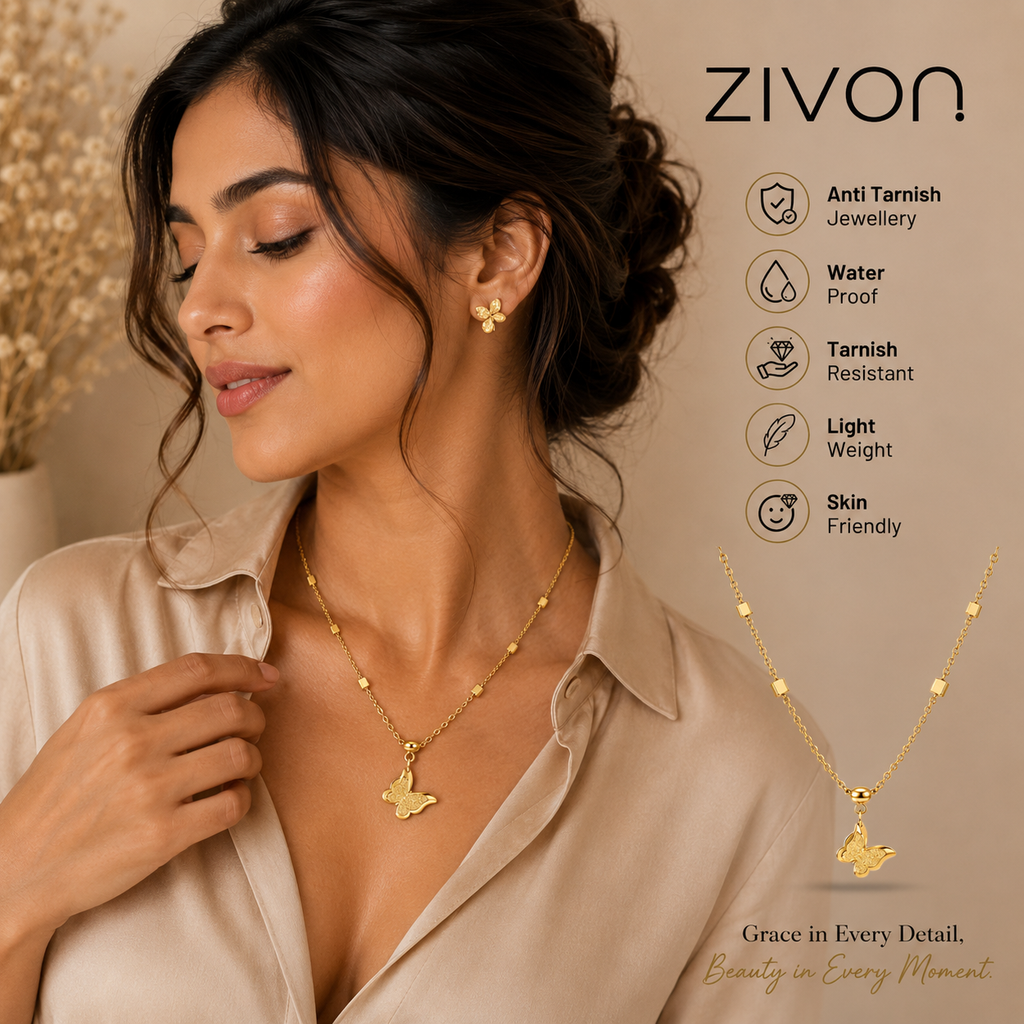 18K Gold Plated Golden Butterfly Necklace