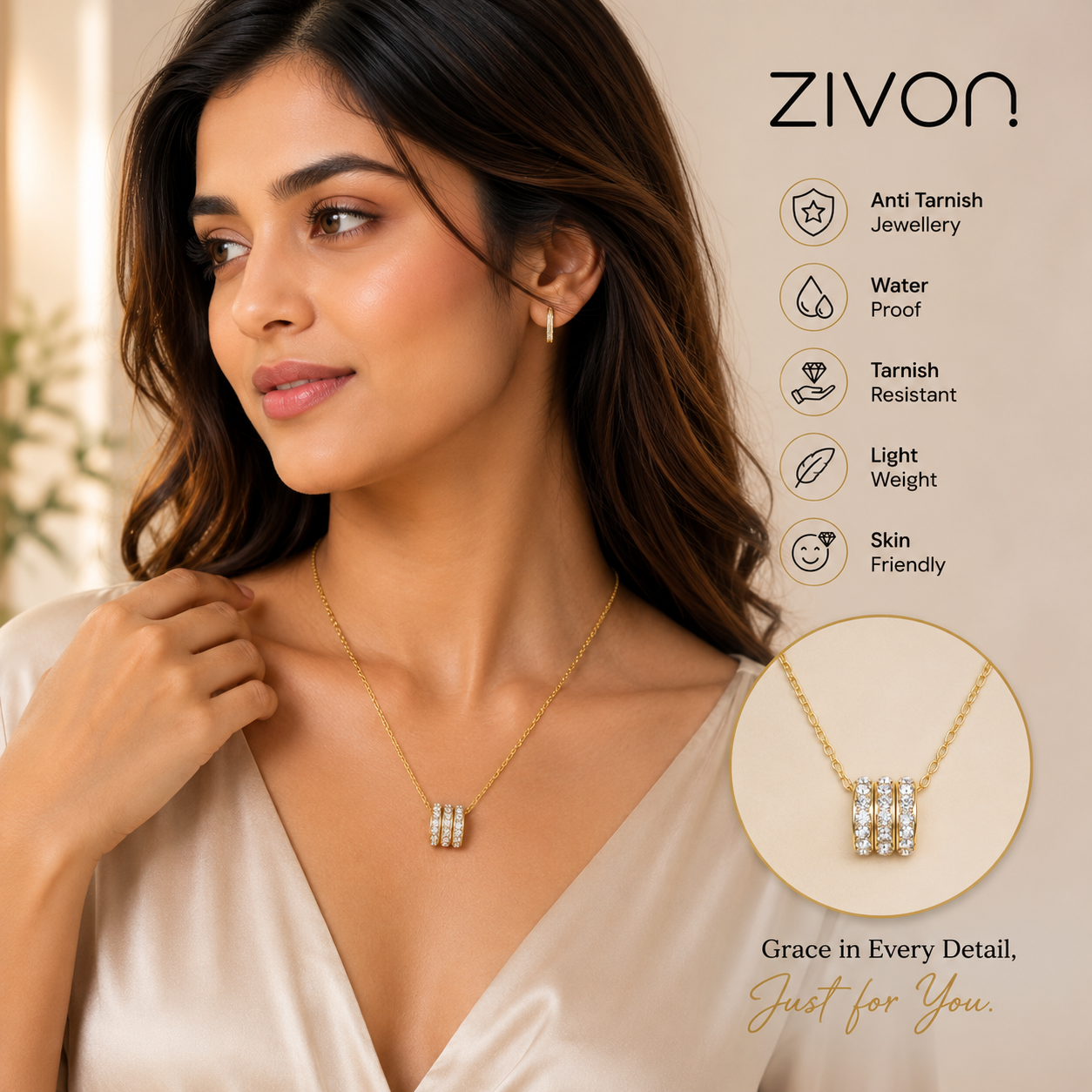 18K Trio Shine Necklace