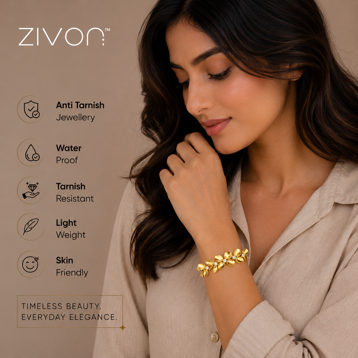 18K Floral Cable Bracelet