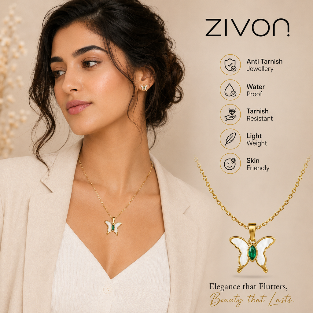 18K Emerald Butterfly Necklace