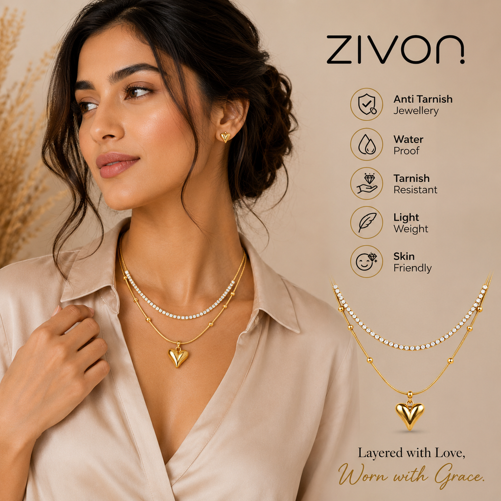 18K Layered Heart Necklace