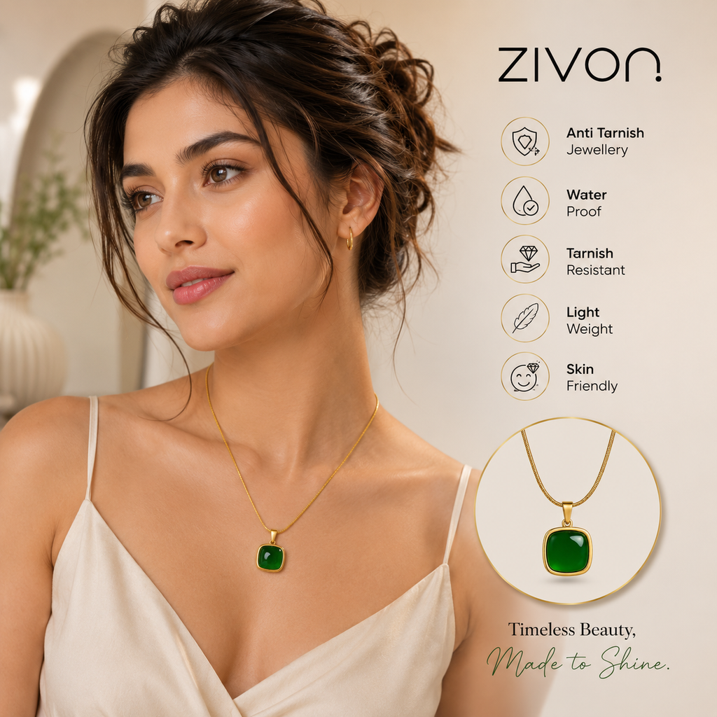 18K Gold Plated Jade Necklace