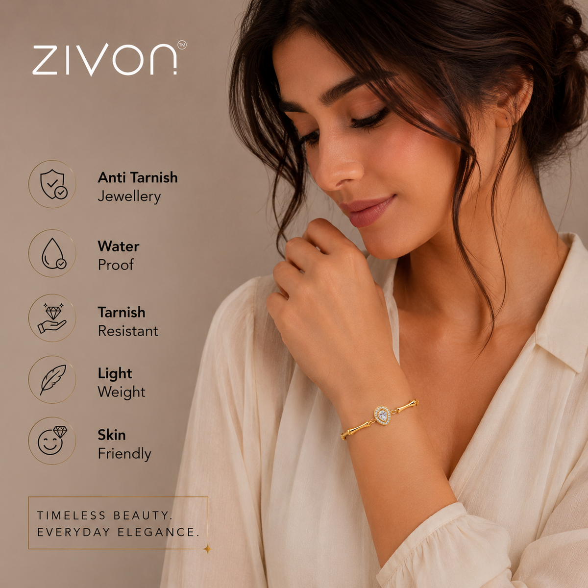 18K Pear Crystal Bamboo Bracelet