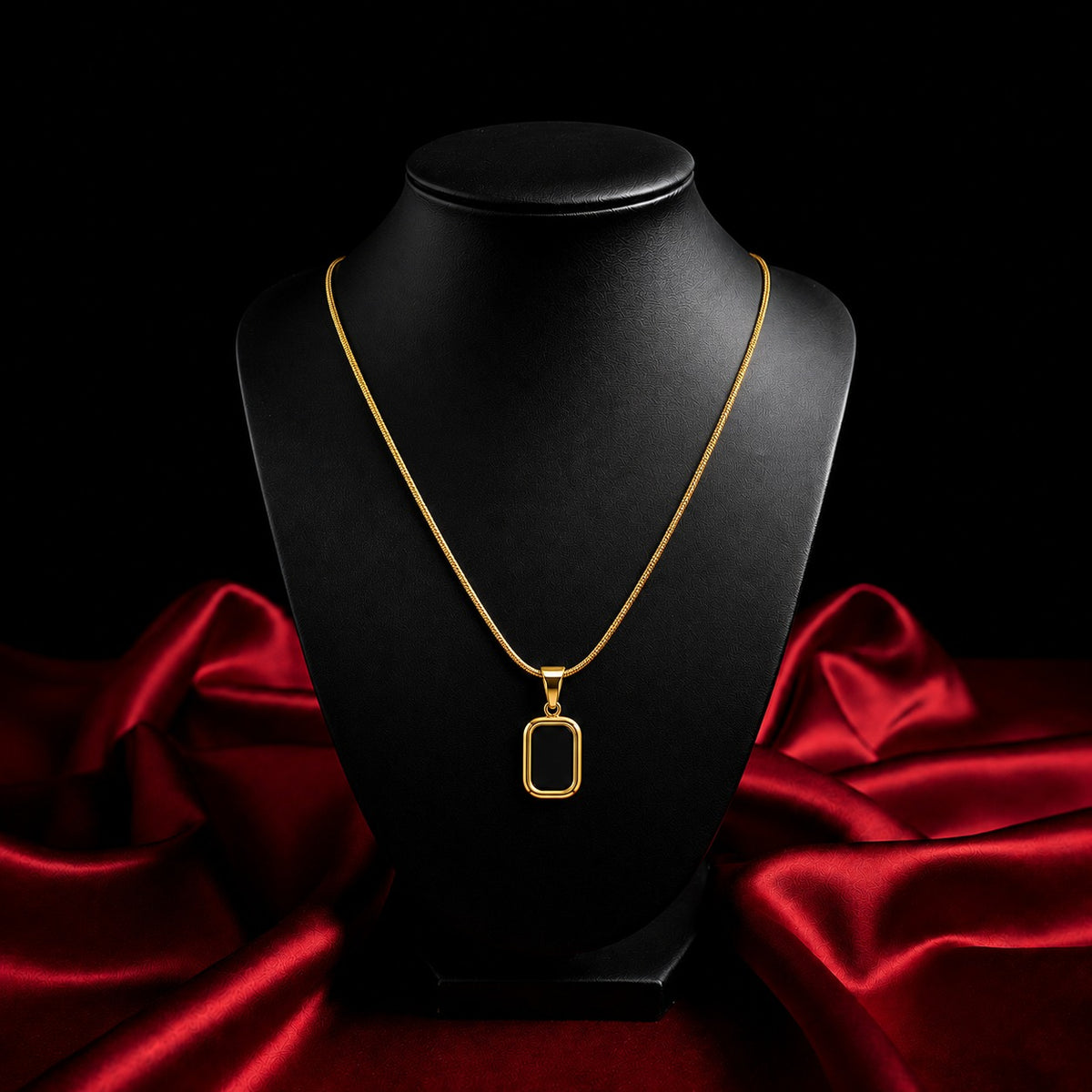 18K Gold Plated Black Onyx Necklace