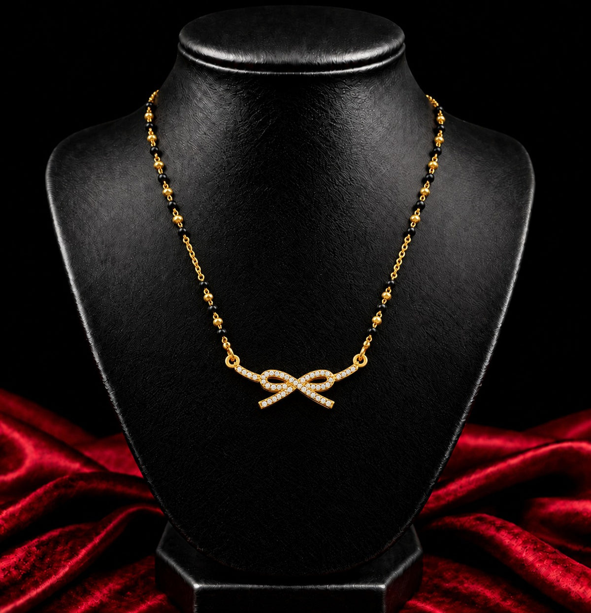 18K Gold Tone Infinity Bow Mangalsutra